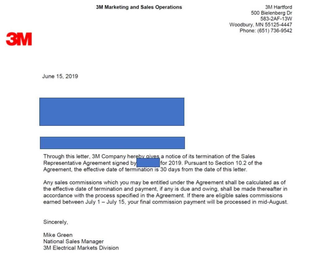3M Electrical Rep Termination Letter