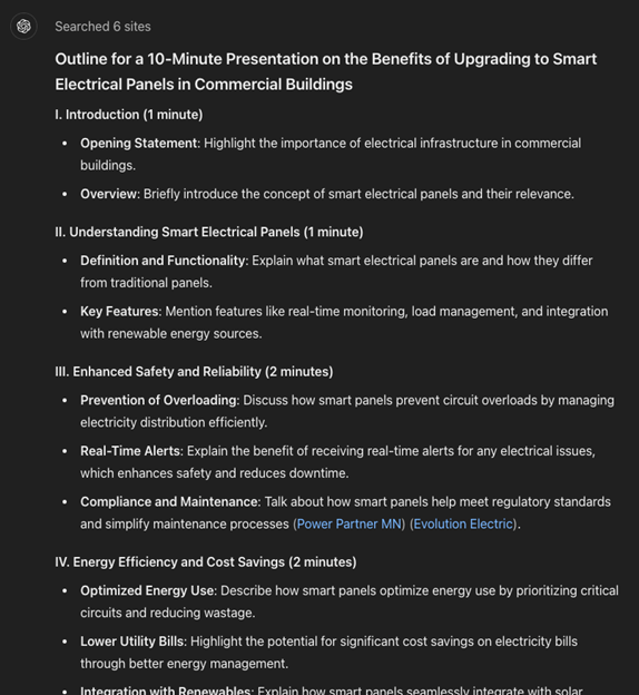 ChaptGPT Electrical Sales Pitch Prompt